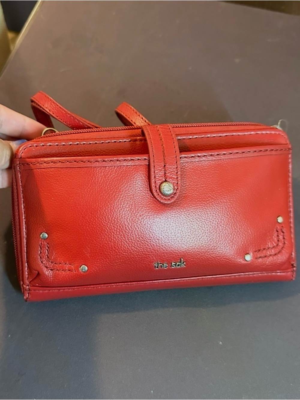 The Sak Red Leather Wristlet Wallet